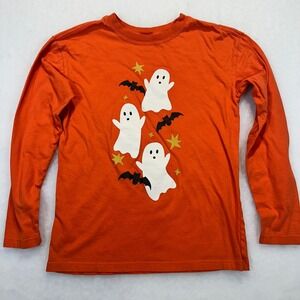 Hanna Andersson Kids Orange Halloween Ghost Bat Long Sleeve Shirt 140 US 10